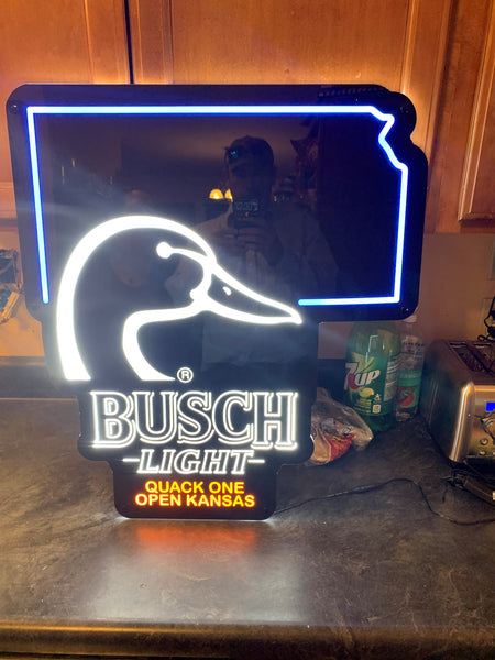 Busch Light Beer Flying Duck Ducks Quack One Open Kansas State LED Neon Sign Light Lamp