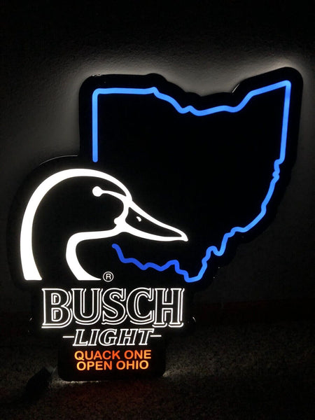 Busch Light Beer Flying Duck Ducks Ohio State LED Neon Sign Light Lamp
