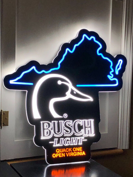 Busch Light Beer Flying Duck Ducks Virginia State LED Neon Sign Light Lamp
