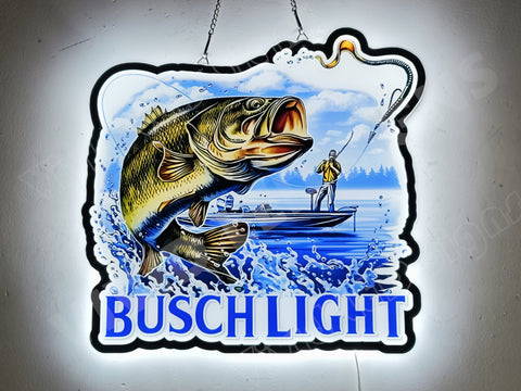 Busch Light Fishing 3D LED Neon Sign Light Lamp