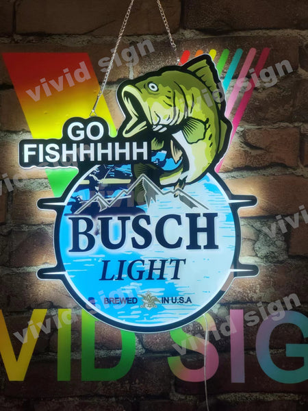 Go Fish Busch Light 2D LED Neon Sign Light Lamp