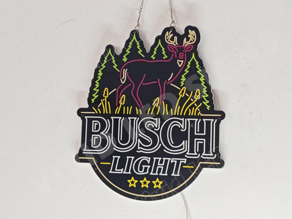 Busch Light Hunting Deer Trees 3D LED Neon Sign Light Lamp