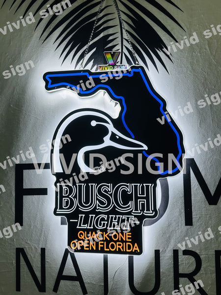 Busch Light Beer Flying Duck Ducks Quack One Open Florida State LED Neon Sign Light Lamp