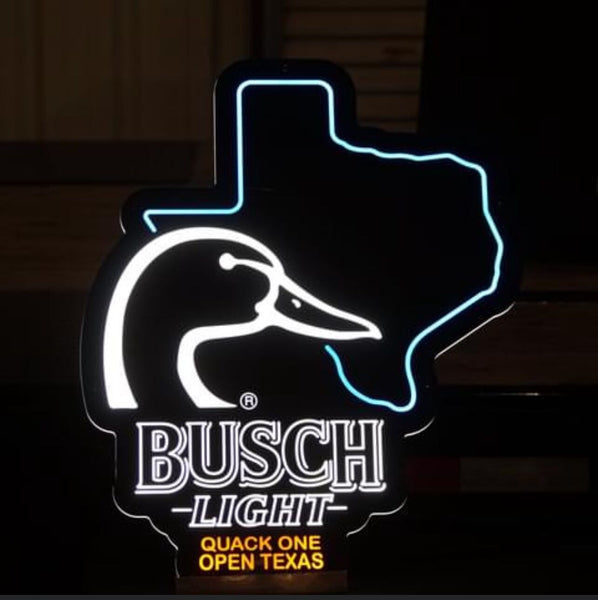Busch Light Beer Flying Duck Ducks Texas State LED Neon Sign Light Lamp