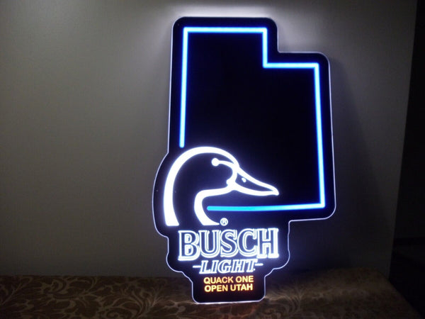 Busch Light Beer Flying Duck Ducks Utah State LED Neon Sign Light Lamp
