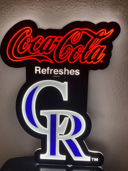 Colorado Rockies MLB Coca Cola Refreshes 2D LED Neon Sign Light Lamp