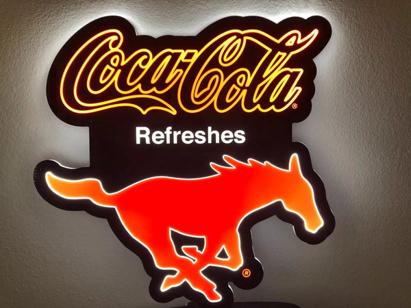 Southern Methodist University Mustangs Coca Cola Refreshes 2D LED Neon Sign Light Lamp