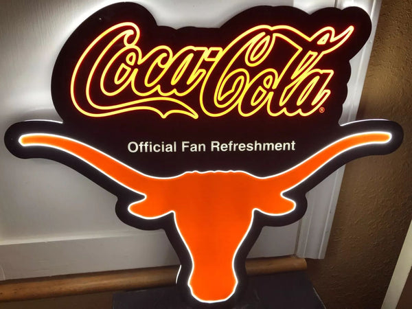 Texas Longhorns Coca Cola Refreshes 2D LED Neon Sign Light Lamp