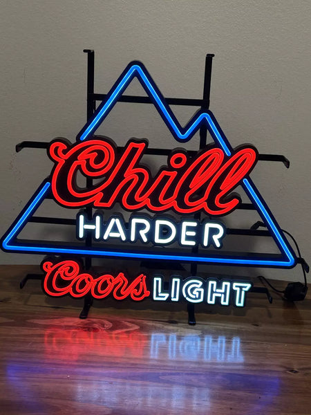 Light Beer Chill Harder LED Neon Sign Light Lamp