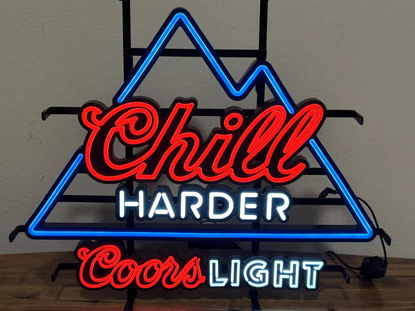 Light Beer Chill Harder LED Neon Sign Light Lamp