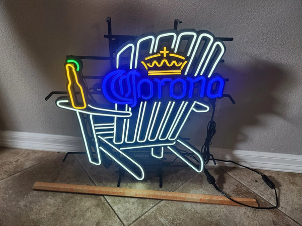 Corona Beer Adirondack Bench Chair LED Neon Sign Light Lamp With Dimmer