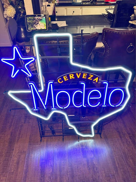 Cerveza Modelo Texas Lone Star LED Neon Sign Light Lamp With Dimmer