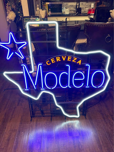 Cerveza Modelo Texas Lone Star LED Neon Sign Light Lamp With Dimmer