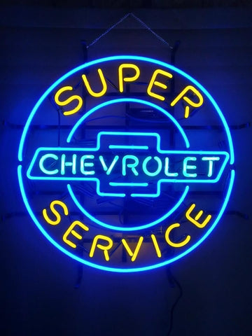 Chevrolet Super Service SS Chevy Corvette Chevrolet Chevelle Sports Car Neon Sign Light Lamp