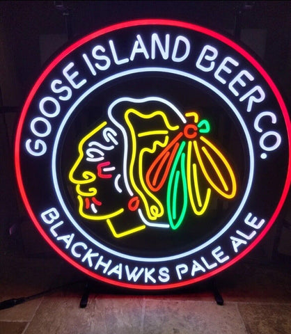 Chicago Blackhawks Hockey Goose Island Faux LED Neon Sign Light Lamp