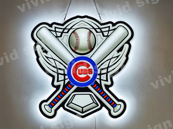 Chicago Cubes Baseball 3D LED Neon Sign Light Lamp