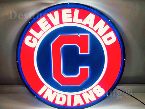 Cleveland Indians Chief Wahoo 3D LED Neon Sign Light Lamp