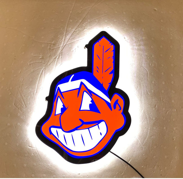 Cleveland Indians Chief Wahoo 2D LED Neon Sign Light Lamp
