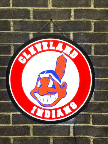 Cleveland Indians Chief Wahoo 3D LED Neon Sign Light Lamp