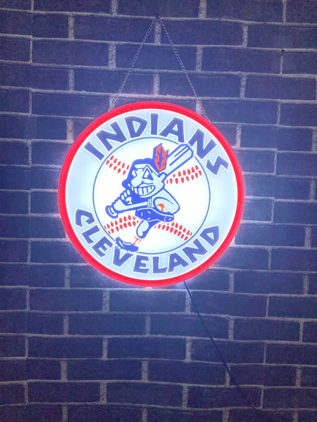 Cleveland Indians Chief Wahoo 3D LED Neon Sign Light Lamp