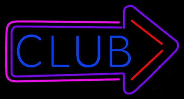 Club Arrow Right Neon Light Sign Lamp Real Glass Wall Decor