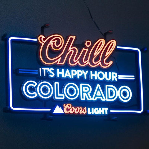 Chill Colorado It's Happy Hour Light Beer LED Neon Sign Light Lamp