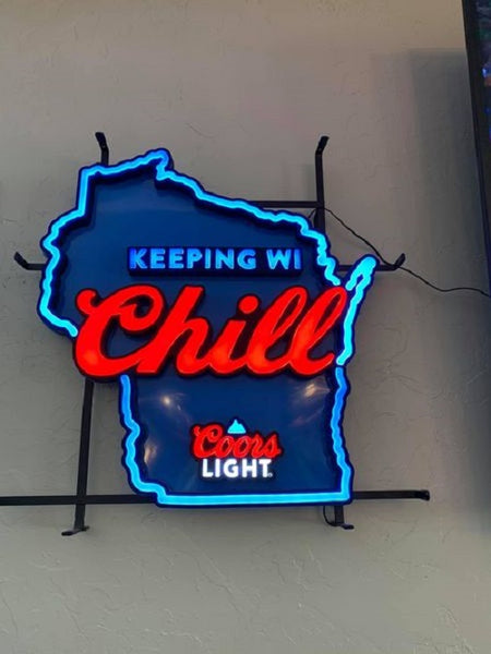 Light Beer Chill Wisconsin LED Neon Sign Light Lamp