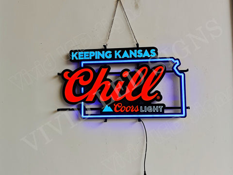 Light Beer Mountain Keeping Kansas Chill LED Neon Sign Light Lamp