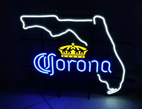 Corona Beer Crown Florida State LED Neon Sign Light Lamp With Dimmer