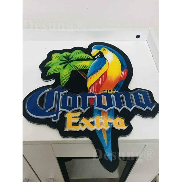 Corona Extra Beer Parrot Palm Tree 3D LED Neon Sign Light Lamp