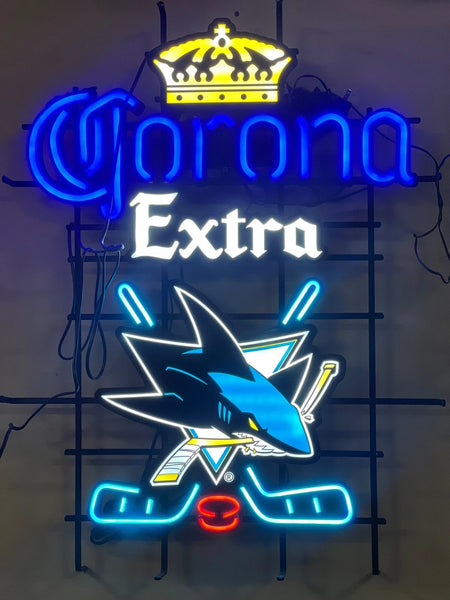 Corona Extra San Jose Sharks LED Neon Sign Light Lamp With Dimmer