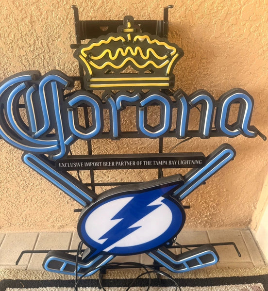 Tampa Bay Lightning Corona Beer LED Neon Sign Light Lamp With Dimmer