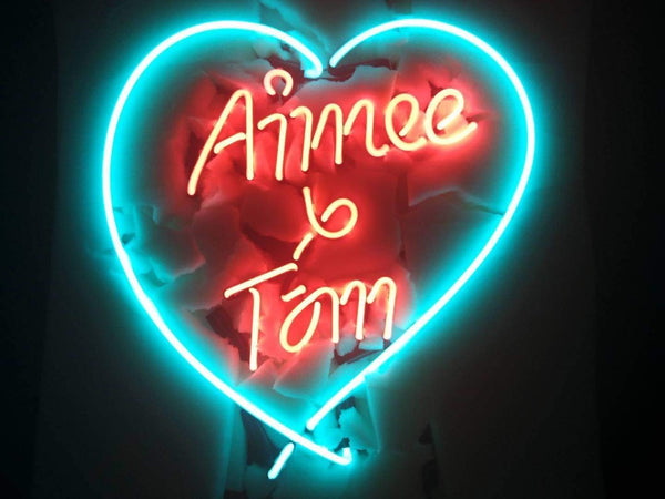 Custom Name Love Heart Neon Light Sign Lamp Real Glass Wall Decor