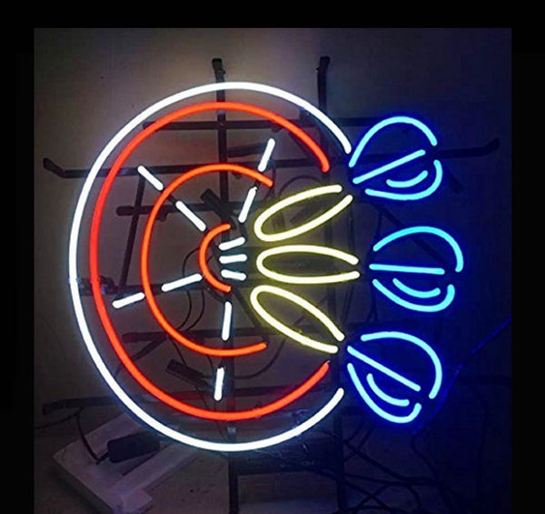 Darts Game Neon Light Sign Lamp Real Glass Wall Decor Version II
