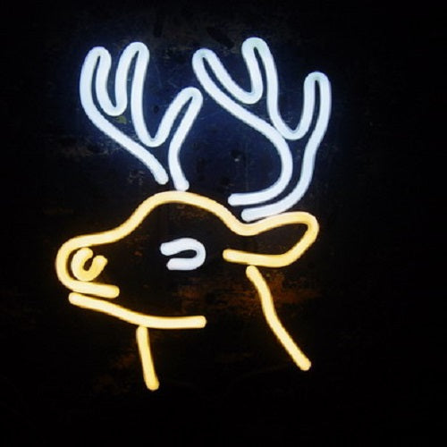Outdoors Deer Elk Moose Head Neon Light Sign Lamp Real Glass Wall Decor