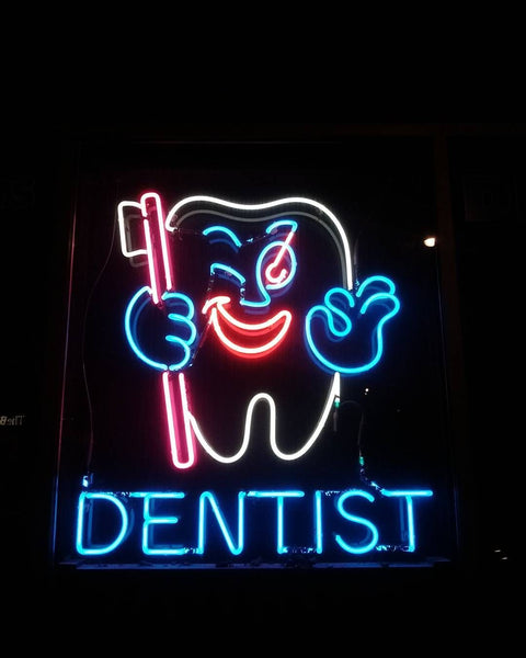 Dentist Clinic Teeth Acrylic Neon Light Sign Lamp Real Glass Wall Decor