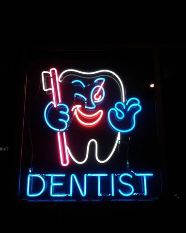 Dentist Clinic Teeth Acrylic Neon Light Sign Lamp Real Glass Wall Decor