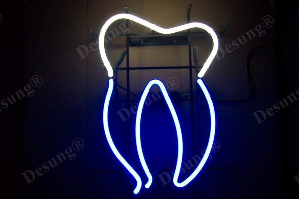 Dentist Dental Clinic Teeth Neon Light Sign Lamp Real Glass Wall Decor