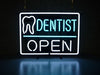 Dentist Teeth Open Neon Light Sign Lamp Real Glass Wall Decor