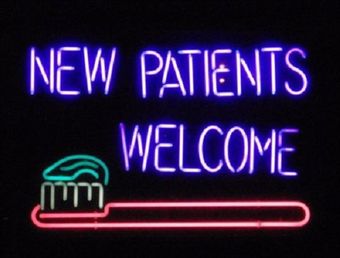 New Patients Welcome Dentist Teeth Toothbrush Neon Light Sign Lamp Real Glass Wall Decor