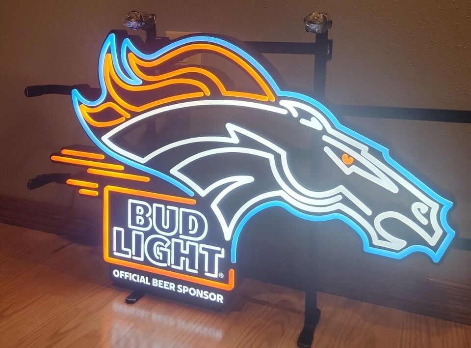 Bud Light Denver Broncos Led Neon Sign Light Lamp