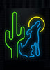 Desert Wolf Cactus Coyote Neon Light Sign Lamp Real Glass Wall Decor