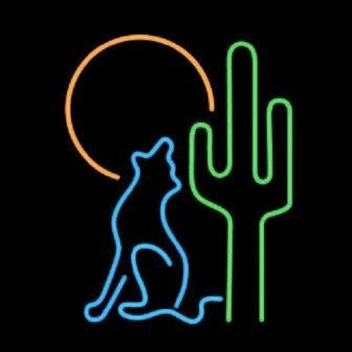 Desert Wolf Neon Light Sign Lamp Real Glass Wall Decor