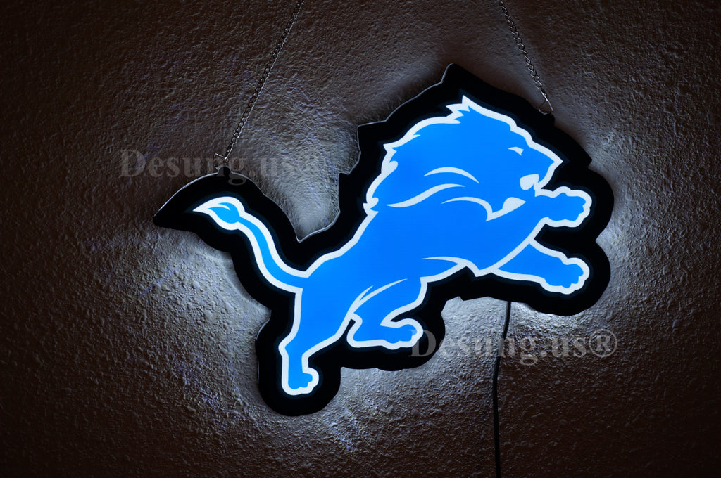 Detroit Lions 2d Led Neon Sign Light Lamp