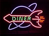 Diner Rocket Neon Light Sign Lamp Real Glass Wall Decor