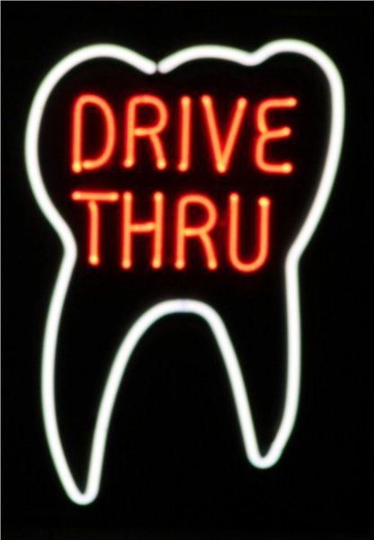 Drive Thru Dentist Neon Light Sign Lamp Real Glass Wall Decor