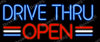 Blue Drive Thru Red Open Neon Light Sign Lamp Real Glass Wall Decor