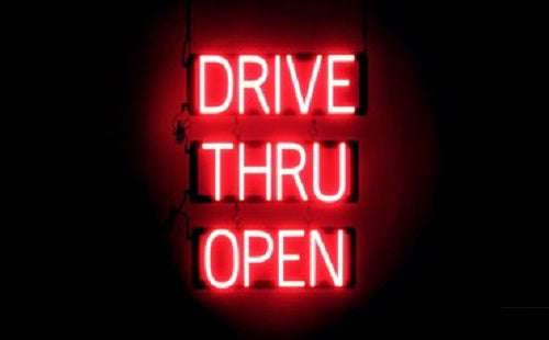 Drive ThruOpen Neon Light Sign Lamp Real Glass Wall Decor Version I