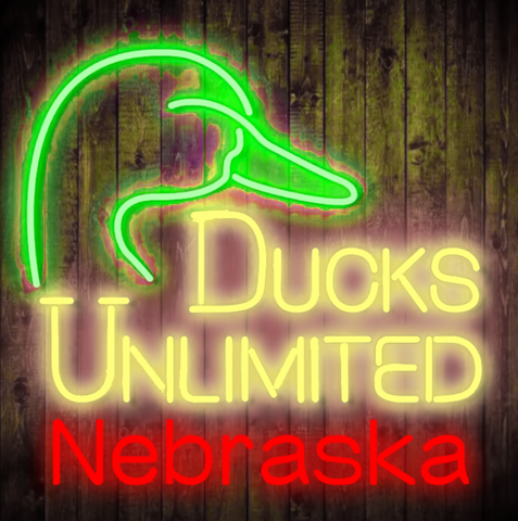 Nebraska Ducks Unlimited DU Beer Neon Sign Light Lamp