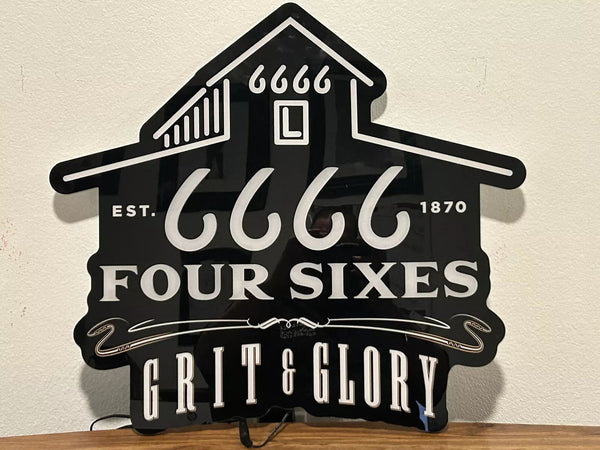 Four Sixes 6666 Grit And Glory Brewing Company 2D LED Neon Sign Light Lamp